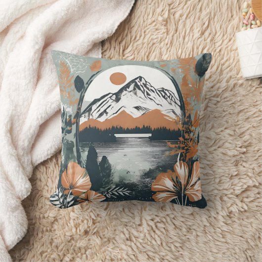 Berg vor Seenlandschaft, Aquarell クッション (ブランケット)