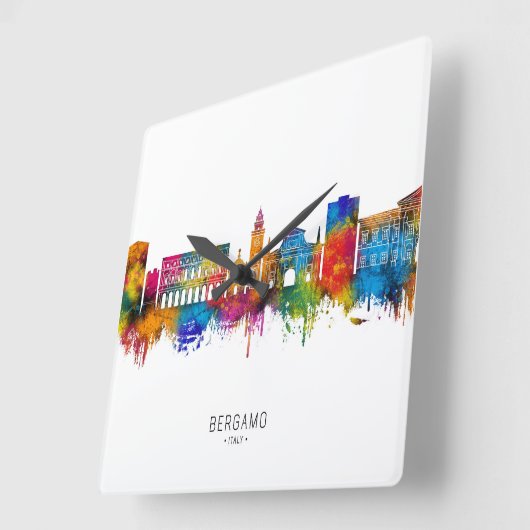 Bergamo Italy Skyline スクエア壁時計 (傾斜)