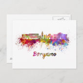 Bergamo skyline in watercolor ポストカード (正面/裏面)