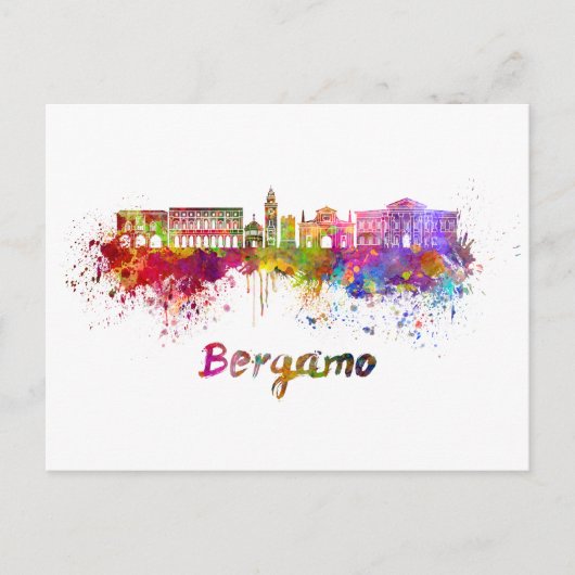 Bergamo skyline in watercolor ポストカード (正面)