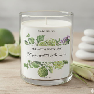 Bergamot Lemongrass Candle Label Quote Sticker スクエアシール