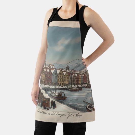 Bergen, Norway Christmas Apron エプロン (インサイチュ)