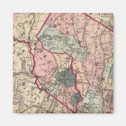 Bergen, Passaic Cos, NJ マグネット (正面)