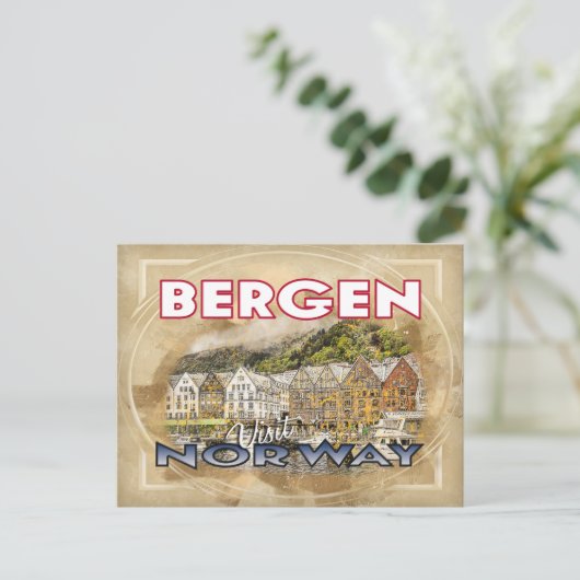 Bergen、Visit Norway ポストカード (スタンド正面)