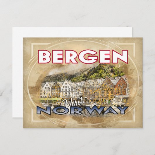 Bergen、Visit Norway ポストカード (正面/裏面)