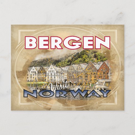 Bergen、Visit Norway ポストカード (正面)