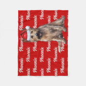 Berger Picard on Red with Name Christmas Dog フリースブランケット (正面)