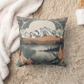 Bergkette und Seenlandschaft, Wasserfabenbild クッション (ブランケット)