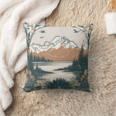 Bergkette vor Seelandschaft, Aquarell クッション (ブランケット)