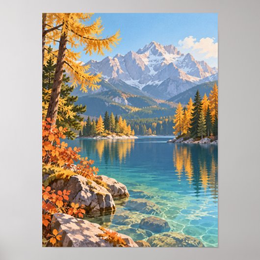 Bergsee im Herbst mit Lärchen – Poster ポスター (正面)