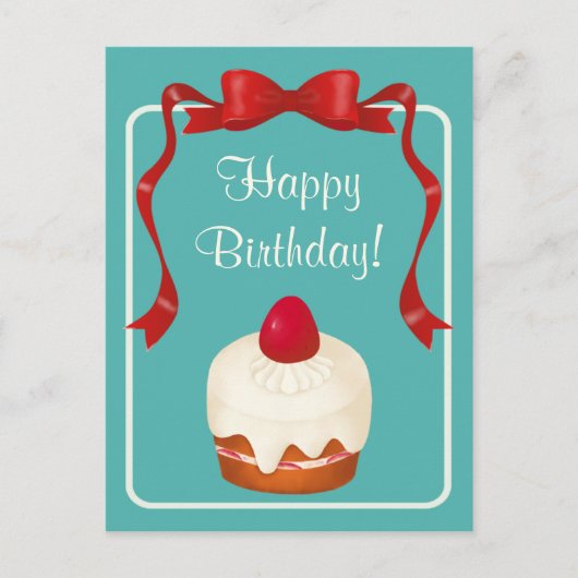 Beribboned Strawberry Cake Postcard ポストカード (正面)