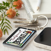 Berkeley California flag license plate keychain キーホルダー (正面右)