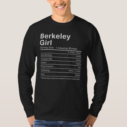 BERKELEY GIRL CA CALIFORNIA Nutrition Facts  City  Tシャツ (正面)