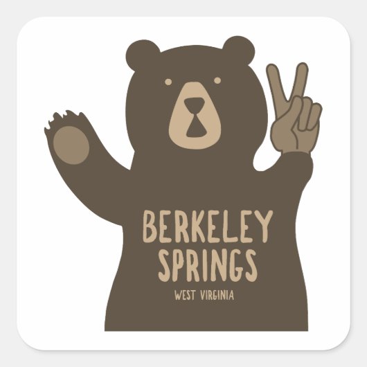 Berkeley Springs West Virginia Peace Bear スクエアシール (正面)