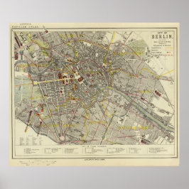 Berlin 1883 Historic Map – Letts Popular Atlas Map ポスター