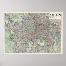 Berlin 1930 Map, Germany Map, Vintage Wall Art ポスター
