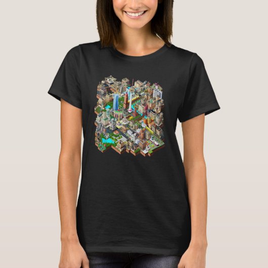 Berlin 90s Retro Video Game City Building Map Game Tシャツ (正面)