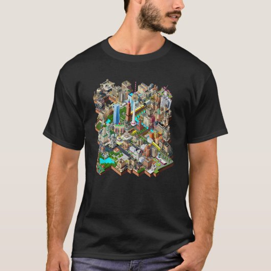 Berlin 90s Retro Video Game City Building Map Game Tシャツ (正面)