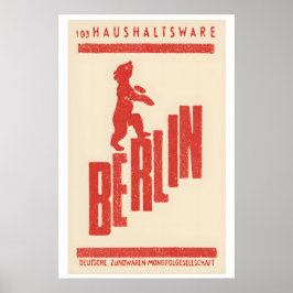 Berlin Bear Matchbox Label Print – Vintage German ポスター