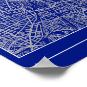 Berlin Blueprint City Map Poster Blue Minimal Urba ポスター (角)