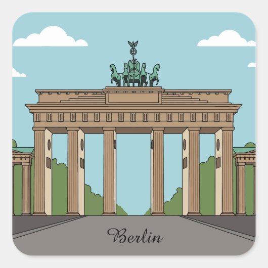 Berlin Brandenburg Gate – Classic City Landmark スクエアシール (正面)