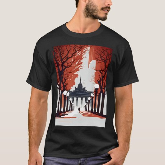 Berlin Brandenburg Minimalist Gate Tシャツ (正面)