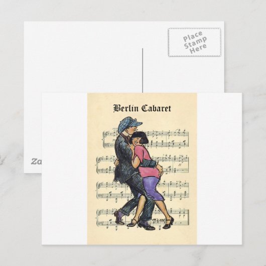 Berlin Cabaret 1920s楽譜背景 ポストカード (正面/裏面)