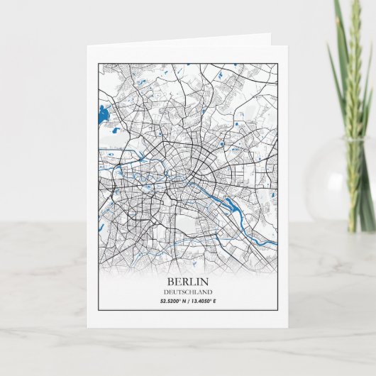 Berlin Deutschland Germany City Map座標 カード (正面)