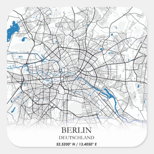 Berlin Deutschland Germany City Map座標 スクエアシール (正面)