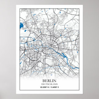 Berlin Deutschland Germany City Map座標 ポスター