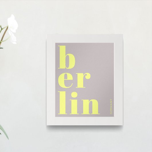 Berlin Germany modern typography yellow grey ポスター