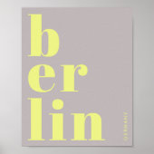 Berlin Germany modern typography yellow grey ポスター (正面)