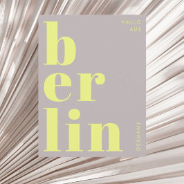 Berlin Germany modern typography yellow Postcard ポストカード