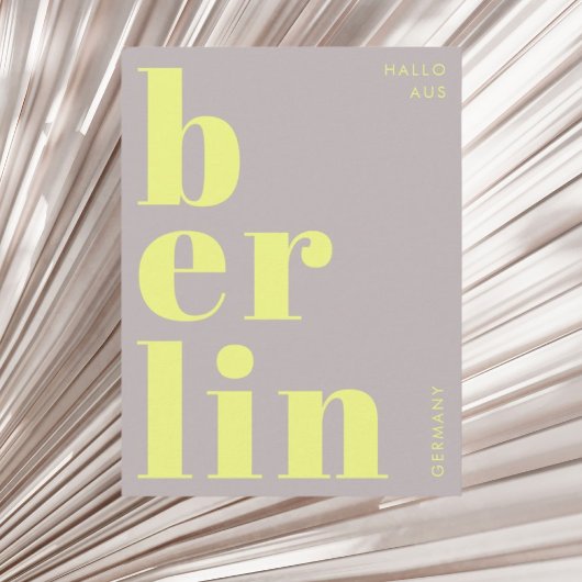 Berlin Germany modern typography yellow Postcard ポストカード