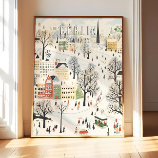 Berlin Germany Poster Art Print, Famous City Retro ポスター