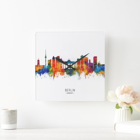 Berlin Germany Skyline スクエア壁時計 (ホーム)