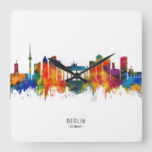 Berlin Germany Skyline スクエア壁時計 (正面)