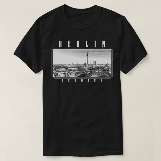 Berlin Germany Skyline Black & White Vintage Germa Tシャツ (デザイン正面)
