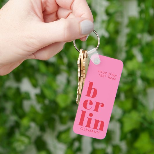 Berlin Germany typography pink red キーホルダー