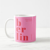 Berlin Germany typography pink red コーヒーマグカップ (左)