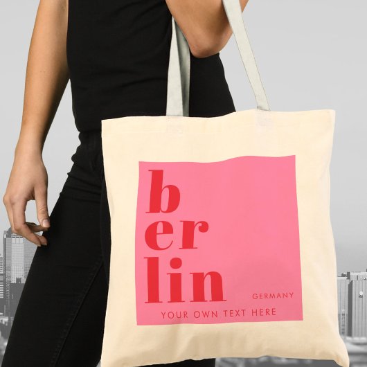 Berlin Germany typography pink red トートバッグ