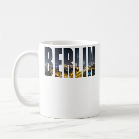 Berlin Germany Urban Skyline Photography Font コーヒーマグカップ (左)