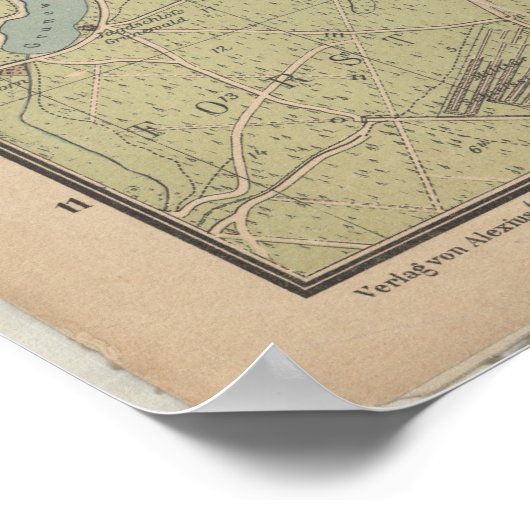 Berlin Map c.1897 – Kiessling’s Detailed City Plan ポスター (角)