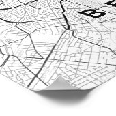 Berlin Minimalist Map (Black & White) ポスター (角)