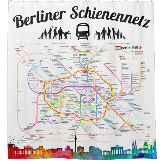 " BERLIN Schienennetz Plan auf Duschvorhang ... " シャワーカーテン (正面)
