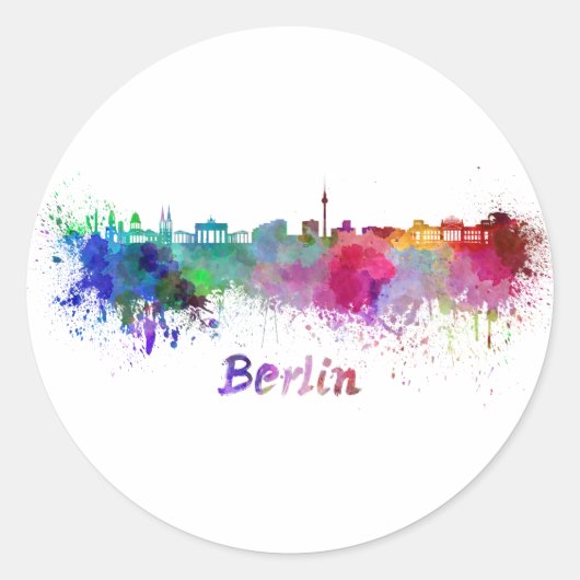 Berlin skyline in watercolor ラウンドシール (正面)