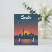 Berlin Sunset City Skyline ポストカード (スタンド正面)