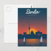 Berlin Sunset City Skyline ポストカード (正面/裏面)