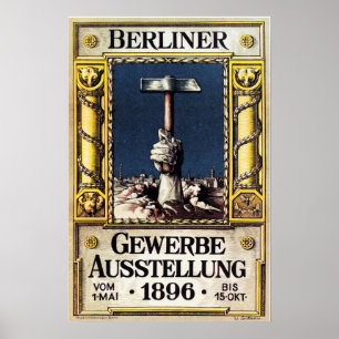 BERLINER Gewerbe Ausstellung 1896 Trade Exposition ポスター