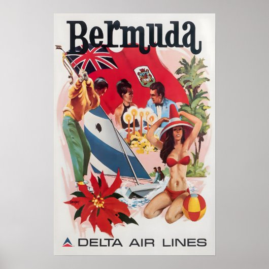 Bermuda Art Daniel Sweeney Print Delta Airlines Tr ポスター (正面)